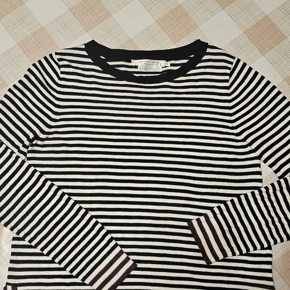 CONTEMPORAINE PAR SIMONS Woman Striped Long Sleeves Knit sz.S           V-BL - Picture 2 of 7